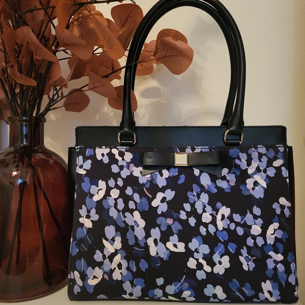Kate Spade Black and Blue Floral Shoulder Bag